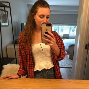 White peplum strapless tube top